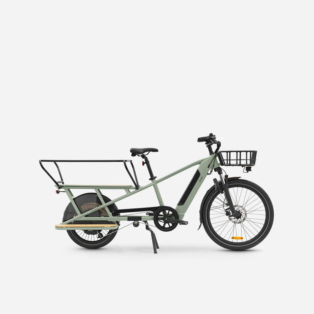 Bicicleta de carga cargobike eléctrica longtail carga trasera R500E Verde Claro
