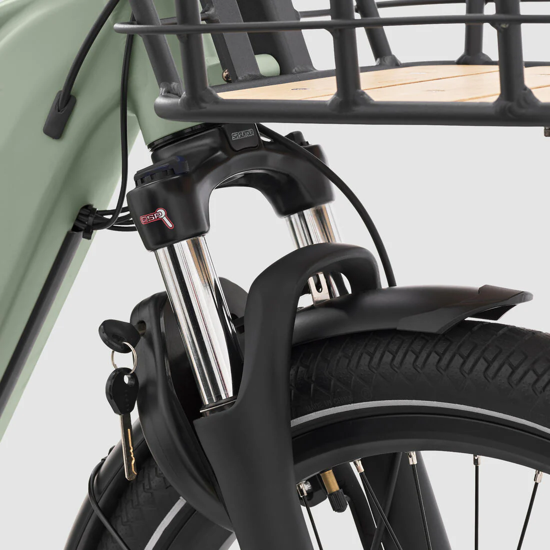 Bicicleta de carga cargobike eléctrica longtail carga trasera R500E Verde Claro - Image 16