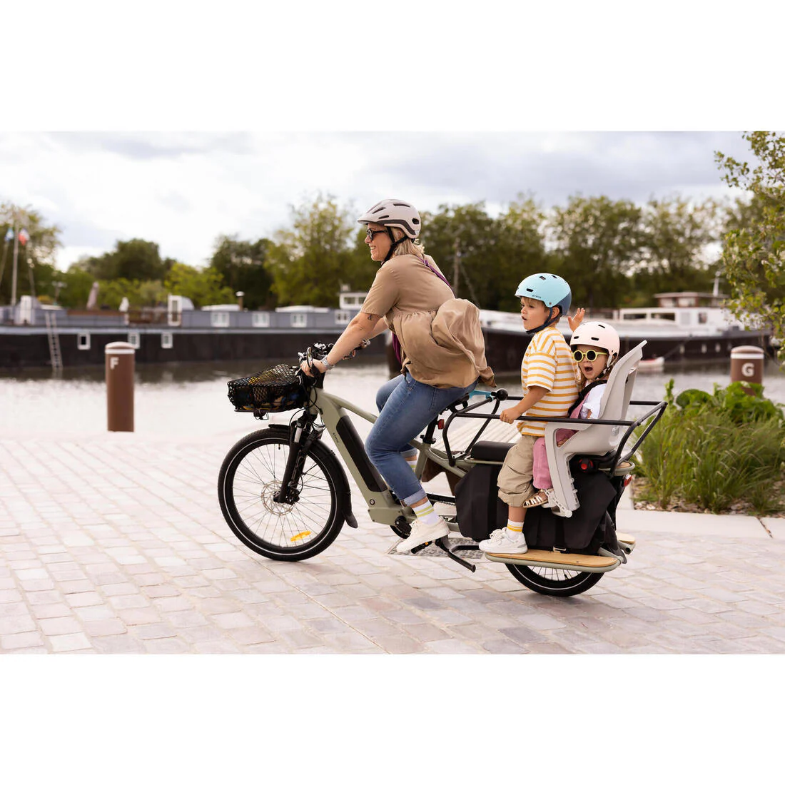 Bicicleta de carga cargobike eléctrica longtail carga trasera R500E Verde Claro - Image 29