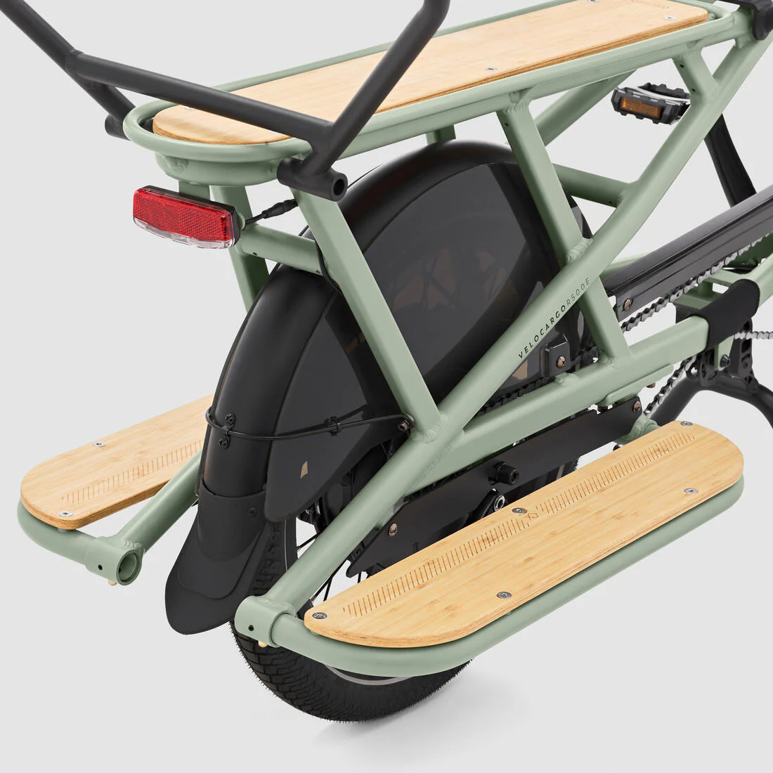 Bicicleta de carga cargobike eléctrica longtail carga trasera R500E Verde Claro - Image 6
