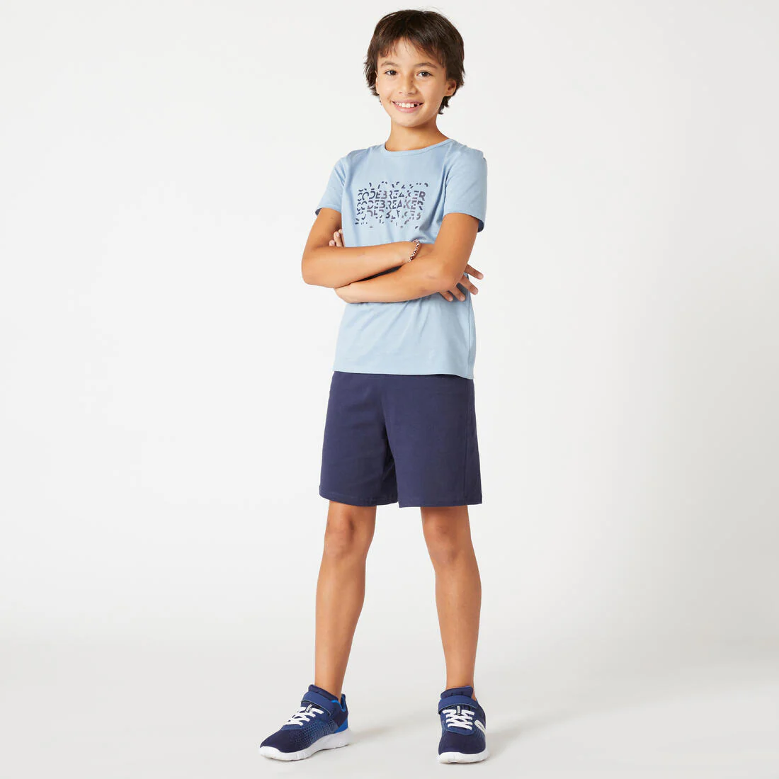 Camiseta gimnasia manga corta básica algodón Niños Domyos azul - Image 4