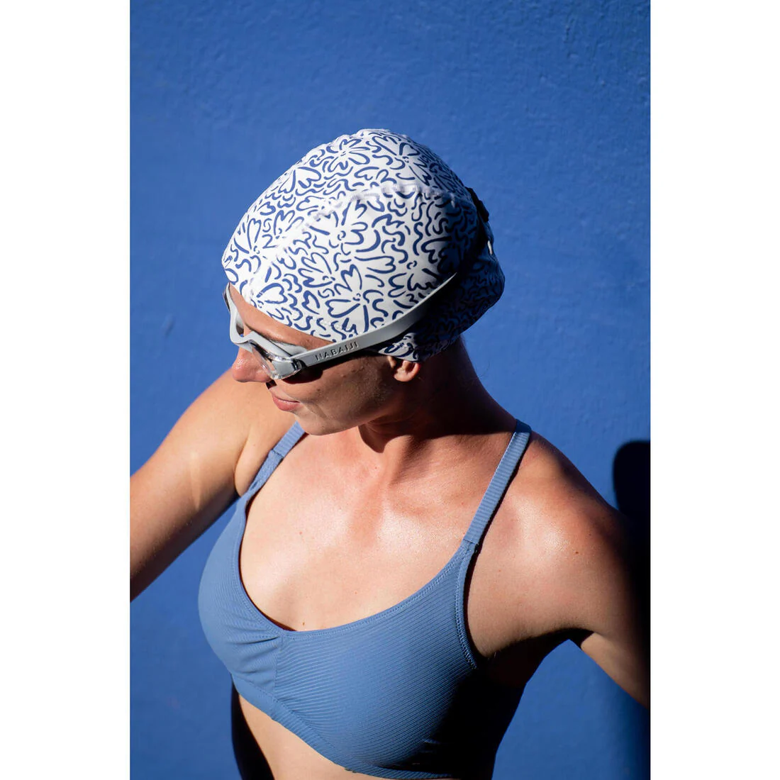 Gorro Natación niños adulto tela revestido  silicona blanco estampado Talla M - Image 14