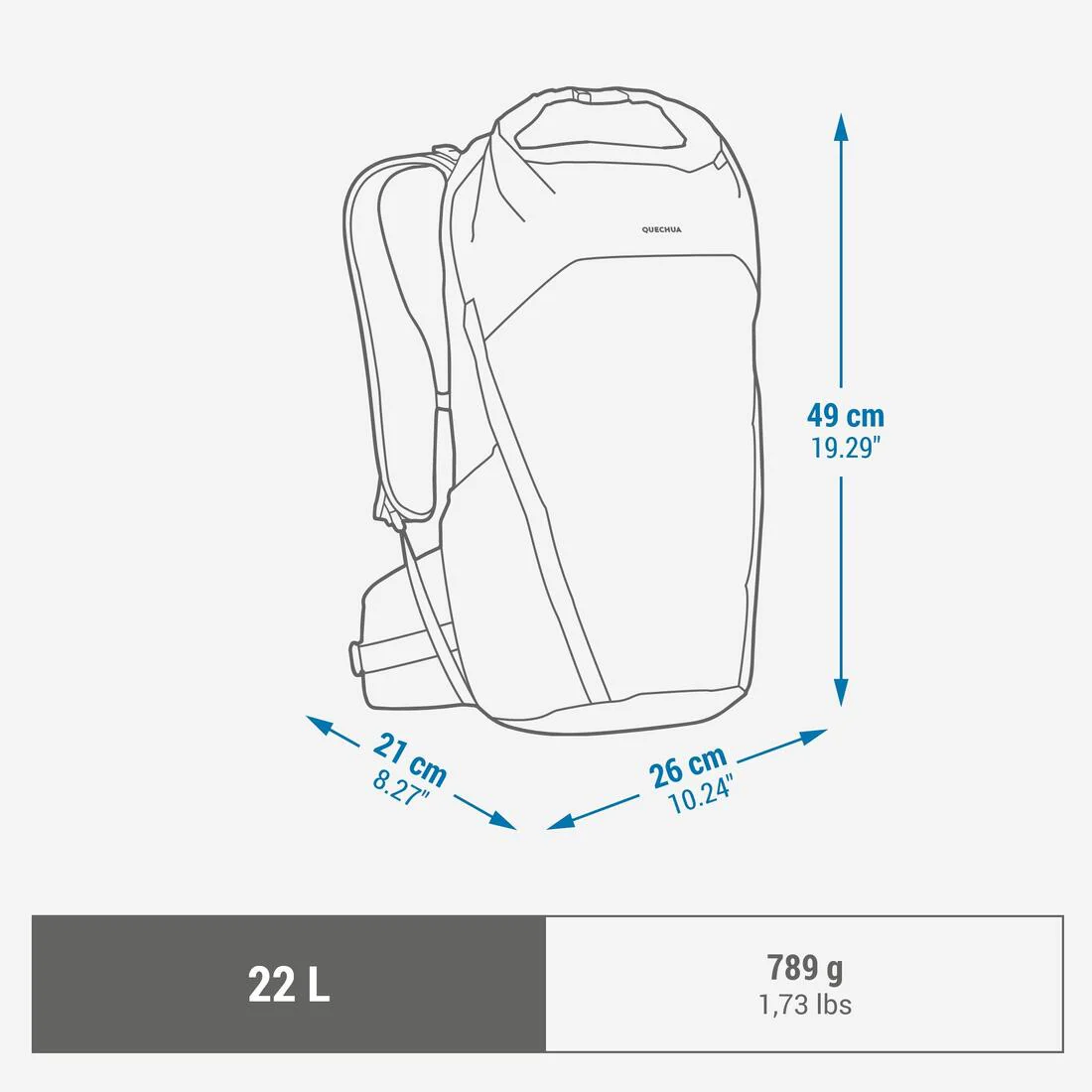 Mochila de montaña y trekking rolltop 22L Quechua MH500 Light - Image 2