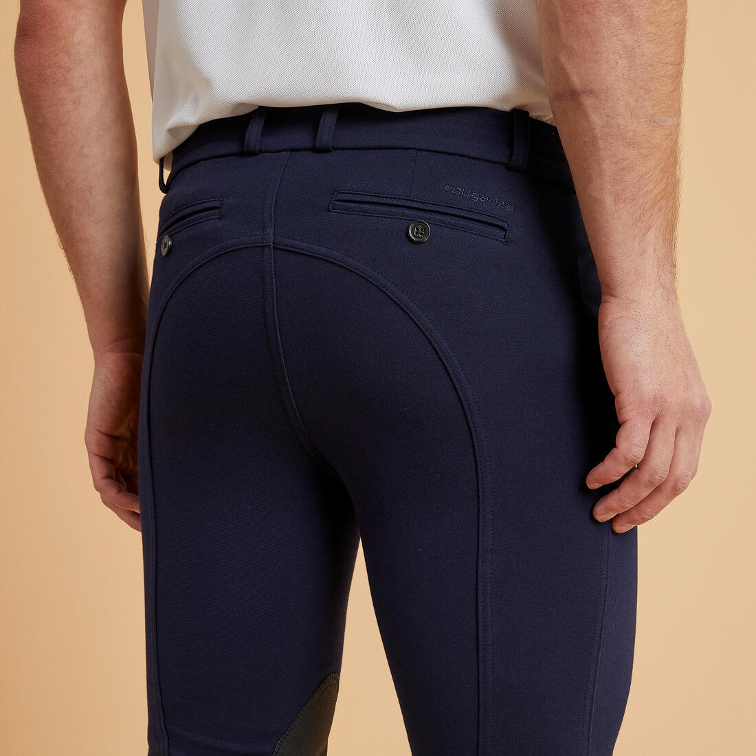 Pantalón equitación 140con  badanas adherentes Hombre Fouganza azul marino - Image 2
