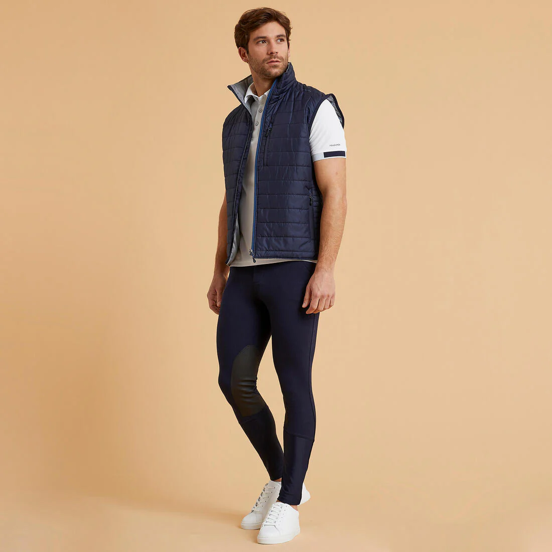 Pantalón equitación 140con  badanas adherentes Hombre Fouganza azul marino - Image 3