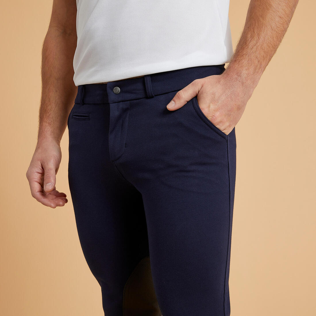 Pantalón equitación 140con  badanas adherentes Hombre Fouganza azul marino - Image 4