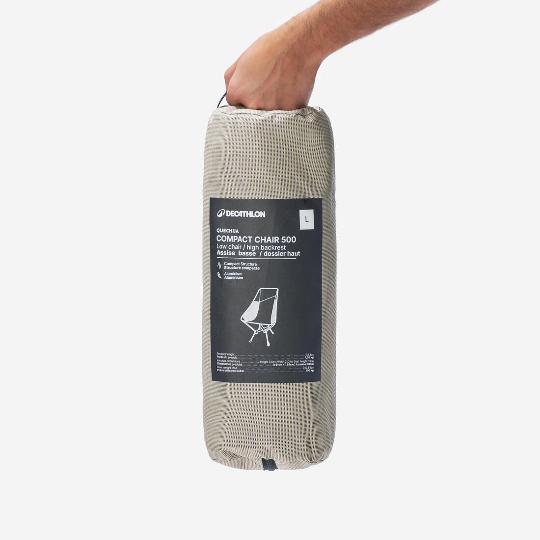 Silla baja plegable y compacta de camping Quechua MH500 L - Image 2