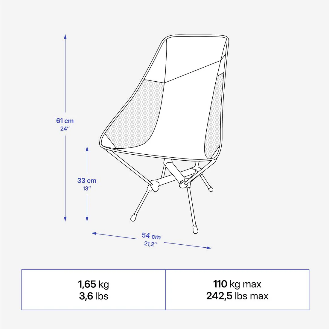 Silla baja plegable y compacta de camping Quechua MH500 L - Image 5